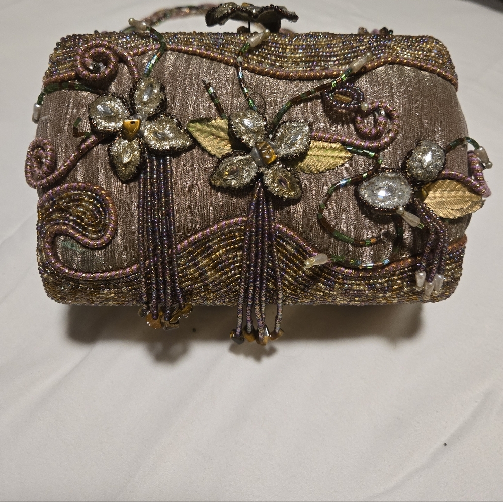 Mary Frances Gold Beaded Purse
